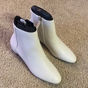 Faux leather 3cm heel white boots by MANGO